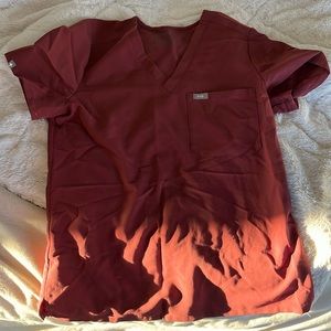 FIGS Dark Cherry One Pocket Scrub top